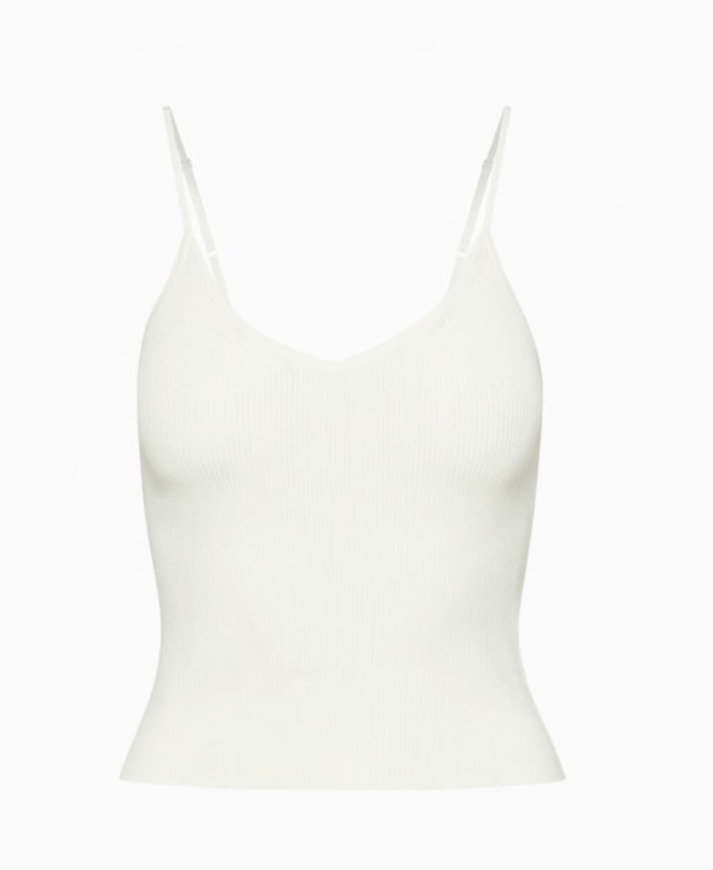 ARITZIA Babaton Lafayette V-Neck Knit Tank Espace White Small NWT